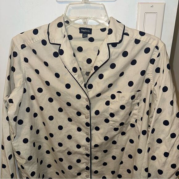 GAP XXS Black and White Polka Dot Sleep Shirt - Picture 2 of 6
